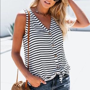 Vici Collection Bailee Button Down Striped Tank